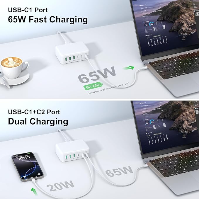 USB C Fast Charger Block, 150W 6 Port Desktop PD GaN Fast Charger Charging - Image 5