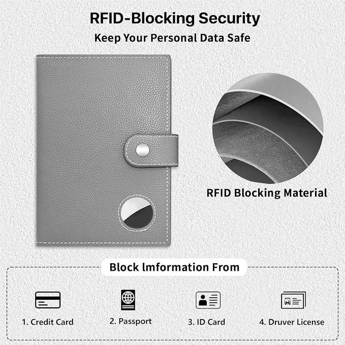 Genuine Leather Passport Holder, RFID Blocking Travel Wallet - Image 5