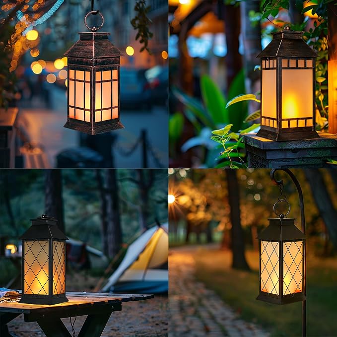 18'' Glass Solar Lantern Outdoor Waterproof, Large Hanging Solar Lanterns - Image 9