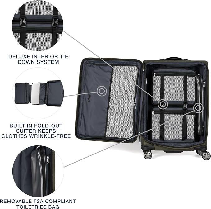 Travelpro Platinum Elite Softside Expandable Checked Luggage, 8 Wheel Spinner - Image 5