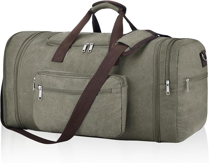 Felipe Varela 60L Duffle Bag for Men, Large Expandable Canvas Duffel Bag for by FelipeVarela
