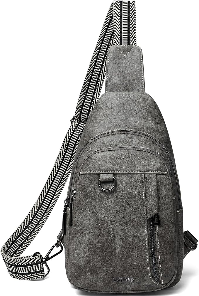 7L Sling Bag for Women Men Leather Small Sling Backpack Daypack Anti Theft by LATMAP