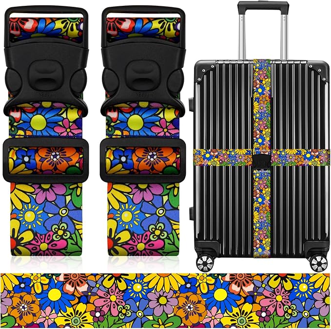 2 Pack Luggage Straps for Suitcases, Adjustable Travel Belt by ZHOMA