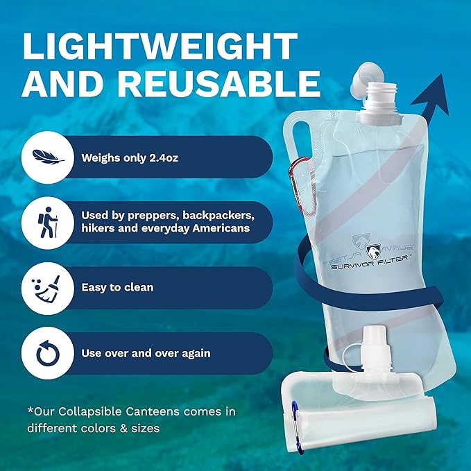 Survivor Filter Collapsible Water Bottles, Canteens 2 Pack - Image 5