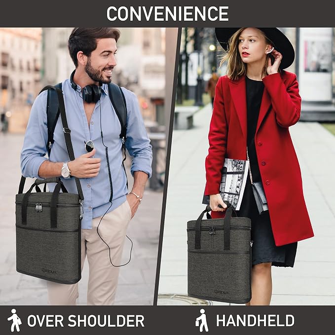 opux 3 Bottle Wine Carrier Tote, Insulated Leakproof Wine Cooler Bag, Wine - Image 6