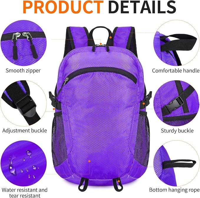 Small Hiking Daypack, 15L Water-Resistant Hiking Backpack Packable Lightweight - Image 6