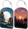 Abstract Mountain Forest Moon Leather Luggage Tag by Unknown
