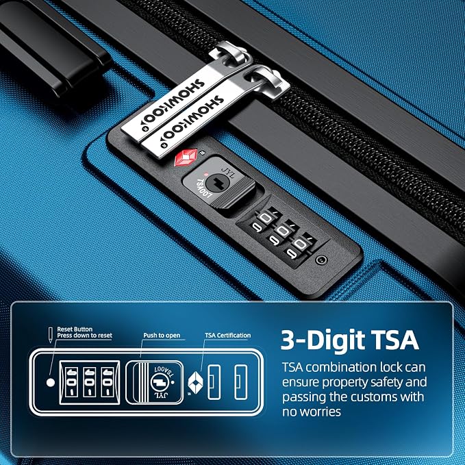 SHOWKOO Luggage Sets Expandable PC+ABS Durable Suitcase Sets Double Wheels TSA - Image 4