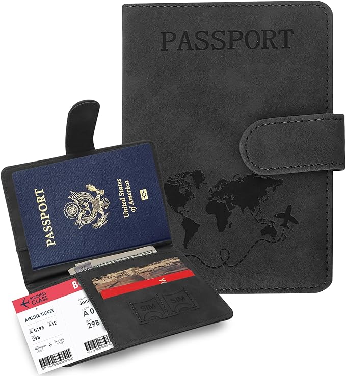 Passport Holders, RFID Blocking Credit Card Holder, PU Leather Vaccine Card by SOVIROSE