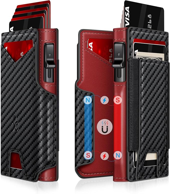Wallet for Men Wallet with Slim Pop Up Card Holder 9-13 Cards, Bifold by SEMORID
