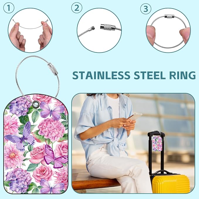 Beautiful Butterfly and Flowers Luggage Tag - Image 3