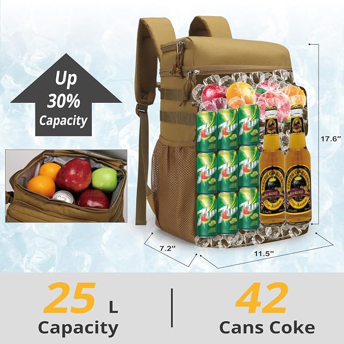 Tactical Backpack Cooler, Soft Lightweight Leakproof Cooler Backpack, Insulated - Image 4