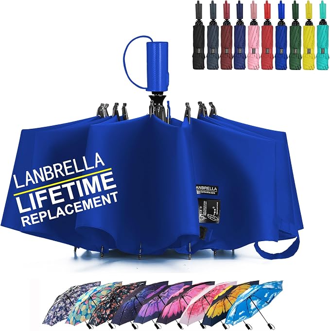 LANBRELLA Compact Reverse Folding Umbrella Auto Windproof Travel Umbrella by LANBRELLA