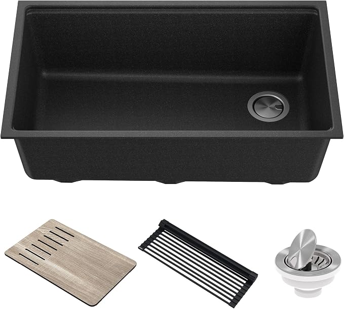 KRAUS Bellucci 32” in. Undermount Workstation Granite Kitchen Sink in Metallic by KRAUS