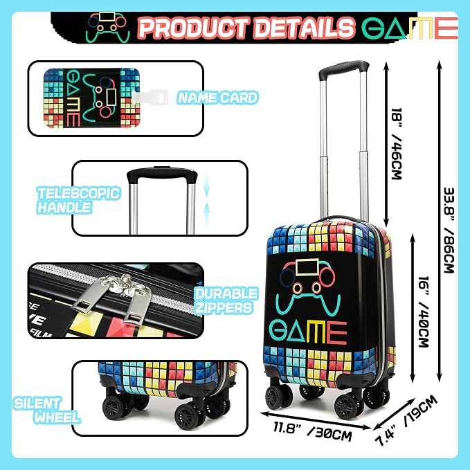 Kid’s Luggage Set 5 Piece Suitcase Set 16’’ Hardside Luggage - Image 2