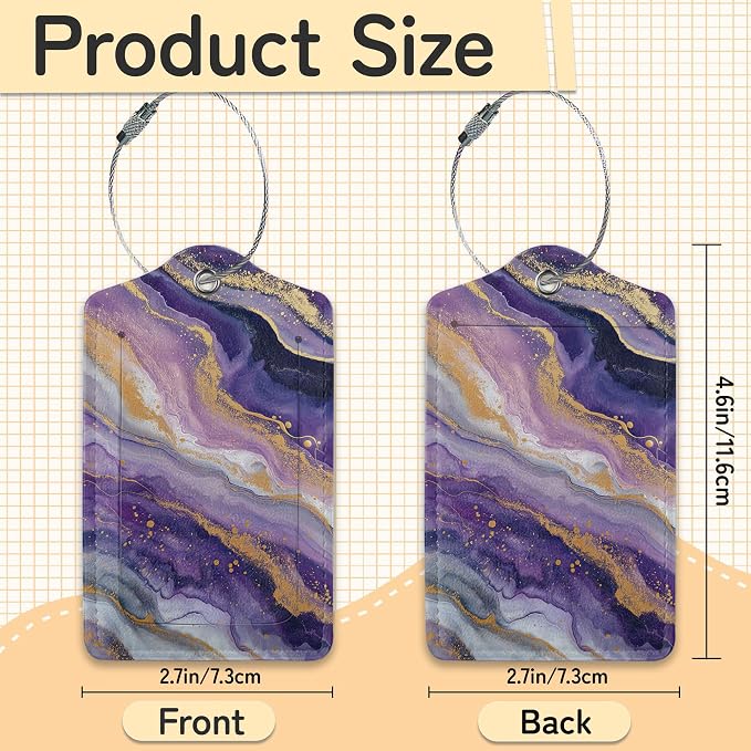 3 Pack PU Leahter Abstract Marble Liquild Luggage Tag - Image 3