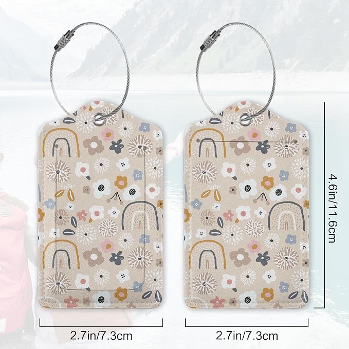 2Pcs Luggage Tag for Suitcase Boho Flowers Rainbow Cute Suitcase Tag - Image 2