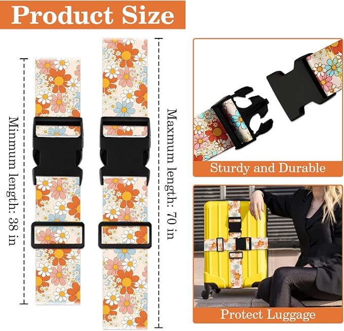 Daisy Luggage Straps for Suitcases TSA Approved, Luggage Identifiers for - Image 2