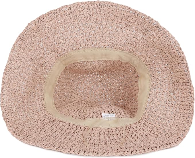 Womens Wide Brim Straw Sun Hat Foldable Floppy Crochet Beach Hat - Image 5