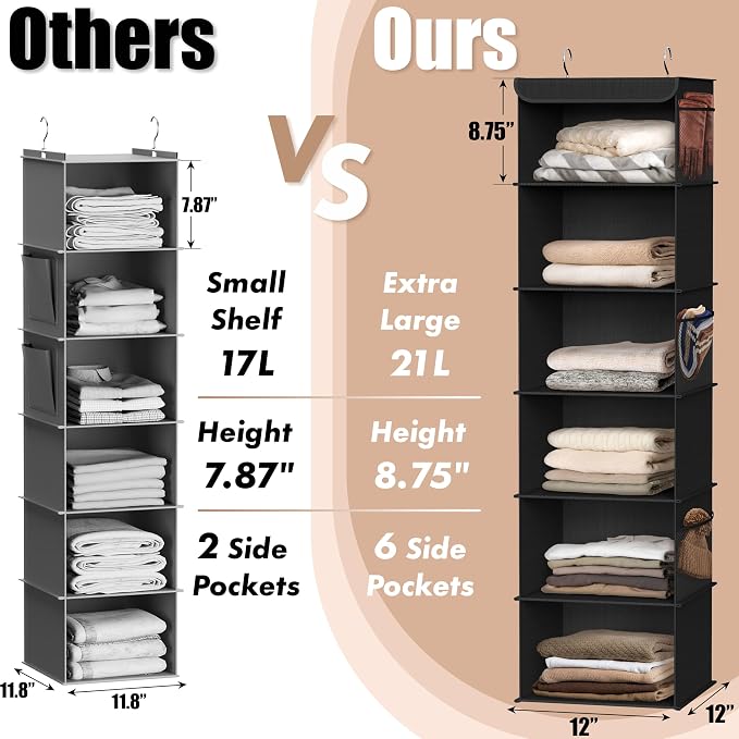 Simple Houseware 6 Shelf Hanging Closet Organizer - Image 4