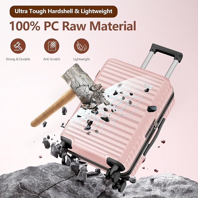 SHOWKOO Suitcase Hardside Expandable Luggage Set, Suitcase - Image 3