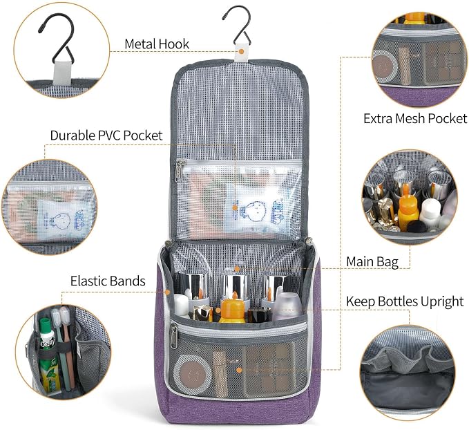 Della Gao Hanging Toiletry Bag for Women, Travel Toiletry Bags Makeup Bag - Image 3
