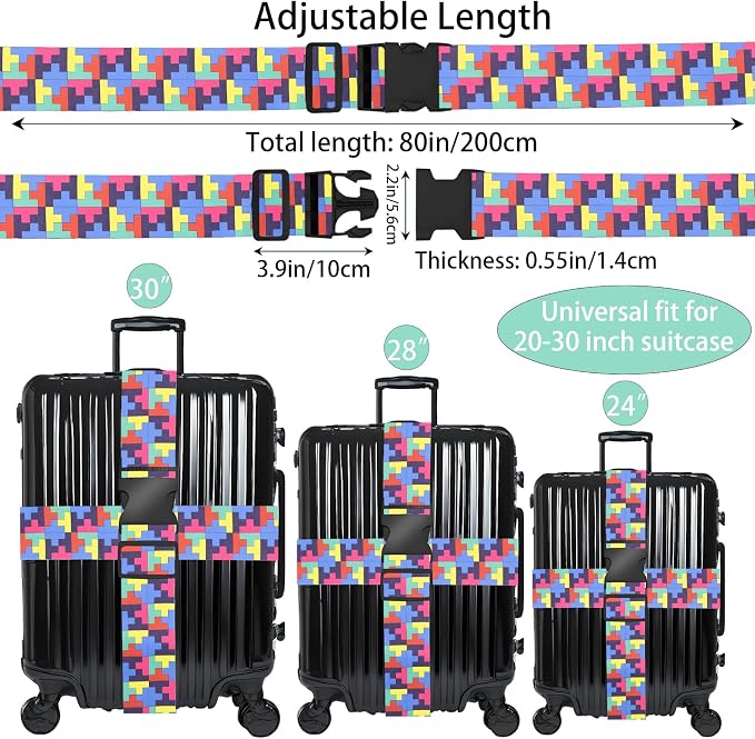Puzzle Luggage Straps for Suitcases, Adjustable Luggage Travel Belt to Keep - Image 2