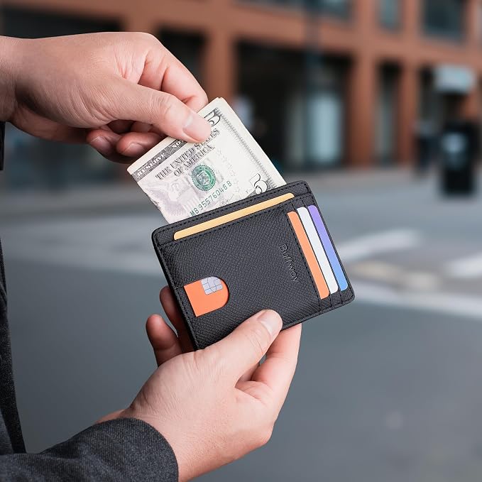 Buffway Slim Minimalist Front Pocket RFID Blocking Leather Wallets - Image 6
