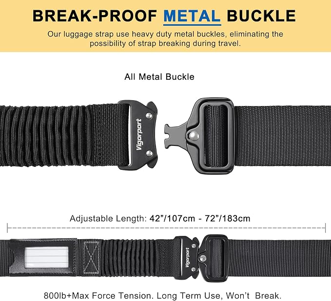 Vigorport Luggage Straps for Suitcases 2 Pack, Heavy Duty Metal Buckle Luggage - Image 2