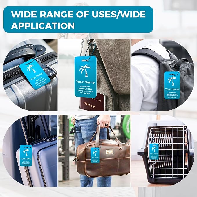 Personalized Luggage Tags, Custom Luggage Tags 4 Pack TSA Approved Double Sided - Image 7