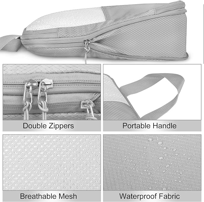 8 Set Compression Packing Cubes Travel, Lightweight Expandable Travel Cubes - Image 5