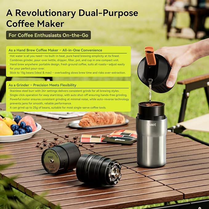 Portable Pour Over Coffee Maker, Rechargeable Electric Grinder - Image 2
