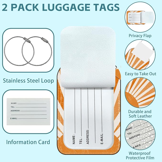 Orange Sun Print Boho Luggage Tag - Image 2