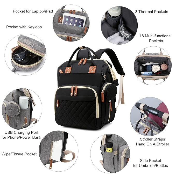 Diaper Bag, Backpack with Changing Station, Waterproof Baby Bag - Image 4