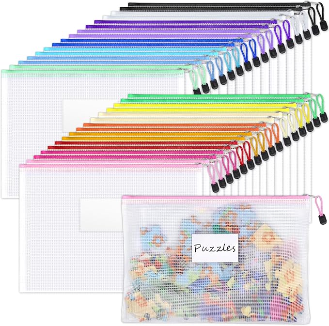 Sooez 32 Pack Mesh Zipper Pouch Bags, A4 Letter Size, Zipper Bags by Sooez