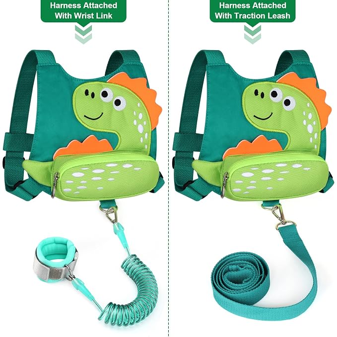 Toddler Harness Leash with Anti Lost Wrist Link, Accmor Cute Dinosaur Kids - Image 3