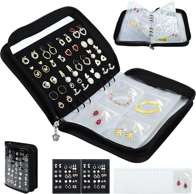 Meneng Earring Travel Case Organizer: Transparent Jewelry Storage Book by Meneng