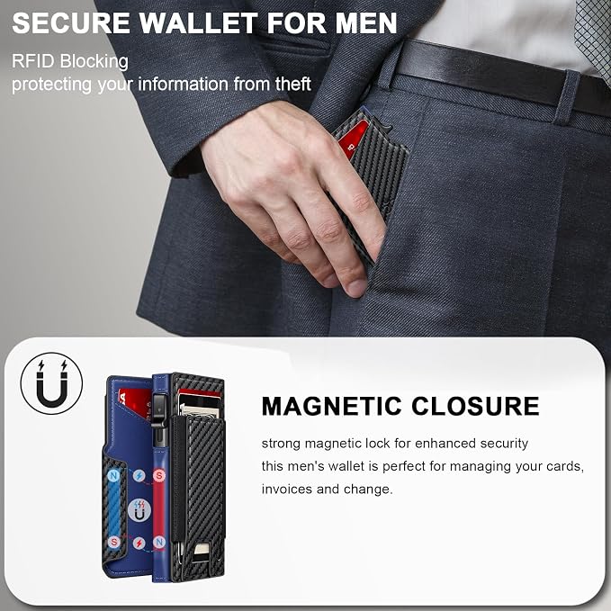 Wallet for Men Wallet with Slim Pop Up Card Holder 9-13 Cards, Bifold - Image 7