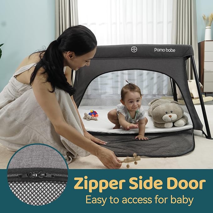 Pamo Babe Travel Crib Lightweight Baby Playard - Image 4