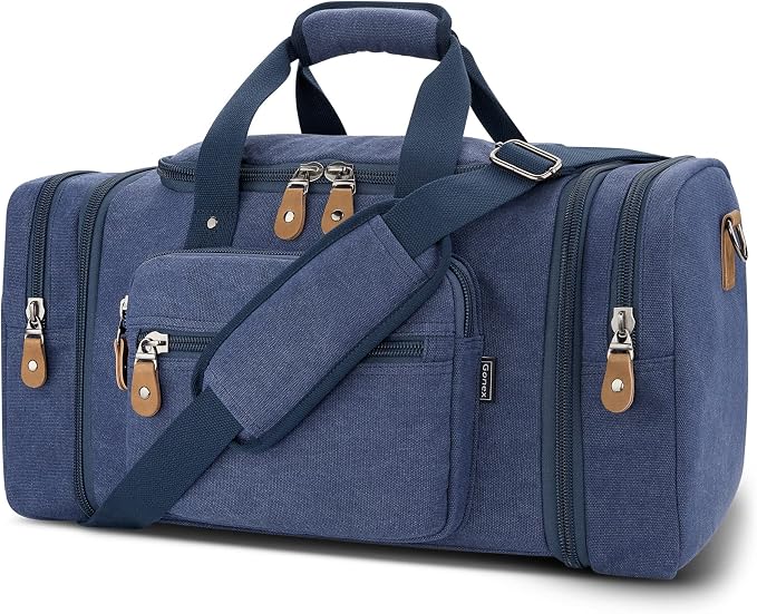 Gonex Canvas Duffle Bag for Travel 50L Expandable Duffel Weekend Overnight Bag by Gonex