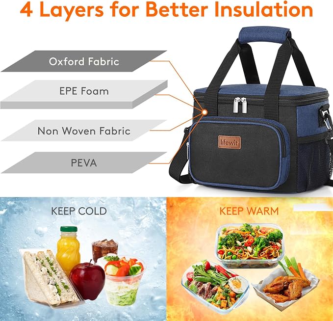 Lifewit Medium Lunch Bag Insulated Lunch Box Soft Cooler Cooling Tote - Image 2
