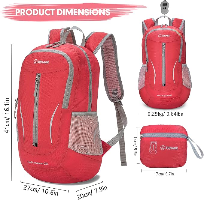 ZOMAKE Ultra Lightweight Packable Backpack 25L, Foldable Hiking Backpacks Water - Image 2