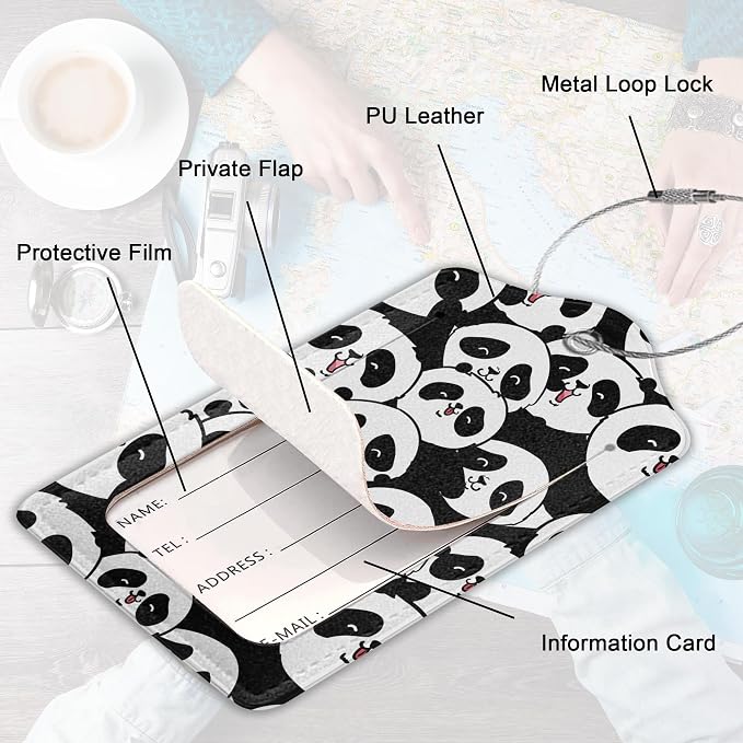 2Pcs Luggage Tag for Suitcase Panda Cartoon Cute Suitcase Tag - Image 3