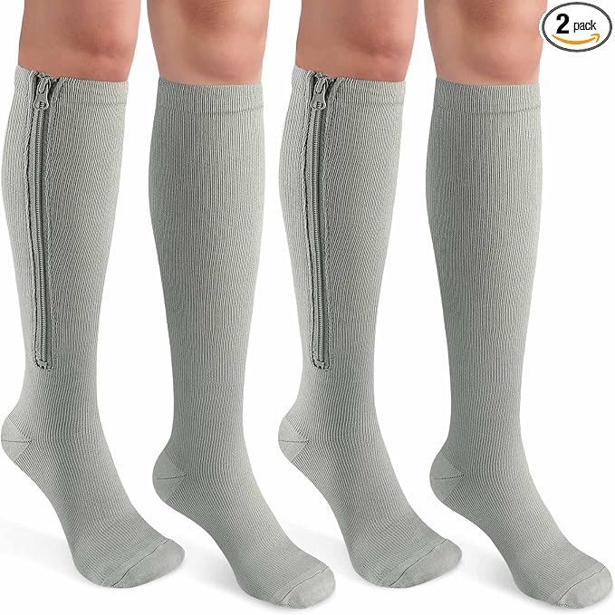 CASMON 2 Pairs Zipper Compression Socks by CASMON