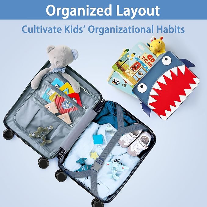 iPlay, iLearn Shark Kids Luggage, Boys Carry on Suitcase, Toddlers Rolling - Image 2