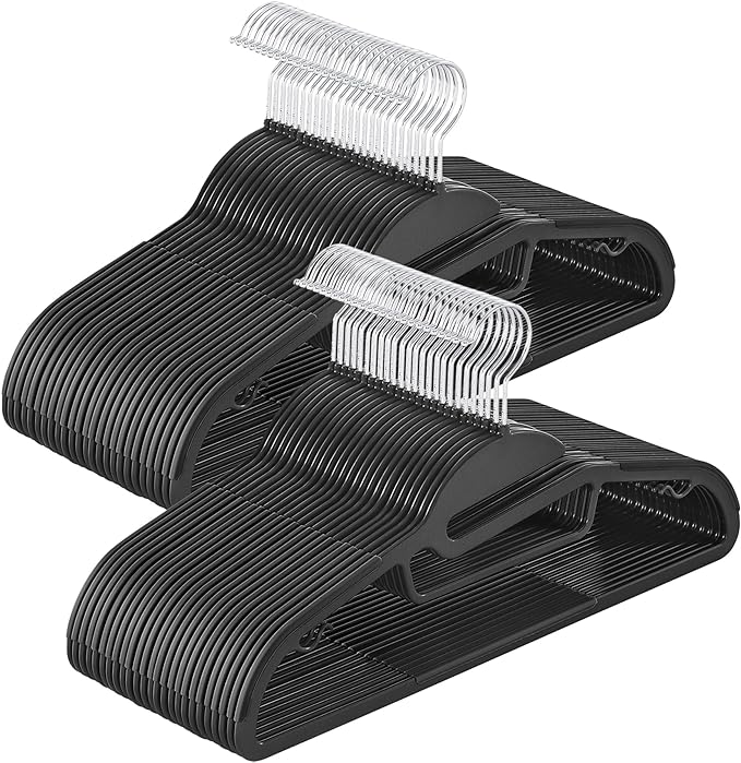SONGMICS 50 Pack Coat Hangers, Heavy-Duty Plastic Suit Hangers, S-Shaped Opening by SONGMICSbySONGMICSHOME