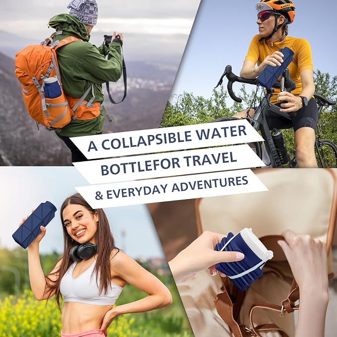 610ml Collapsible Water Bottles Upgrade Foldable Water Bottle BPA Free Reusable - Image 8