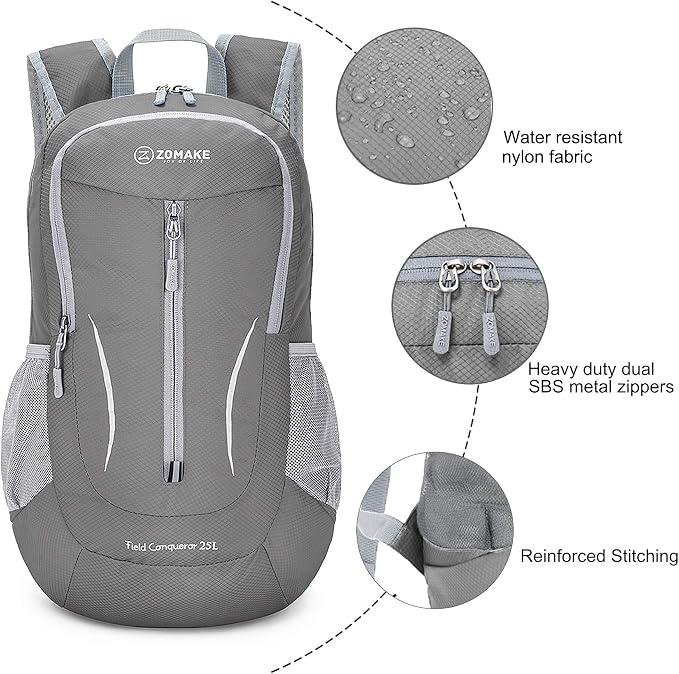 ZOMAKE Ultra Lightweight Packable Backpack 25L, Foldable Hiking Backpacks Water - Image 5