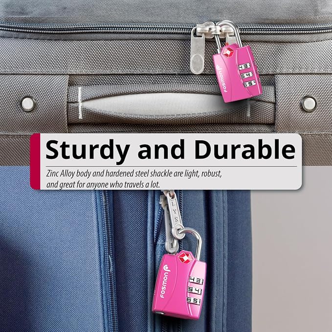 Fosmon TSA Approved Pink Locks for Luggage. Cute Locker Suitcase Lock - Image 4