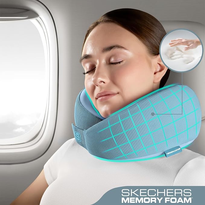 Skechers Women's Memory Foam Neck Pillow, Comfortable & Breathable Travel Pillow - Image 2